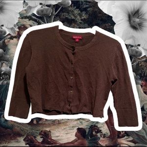 Cropped Brown Cardigan Top